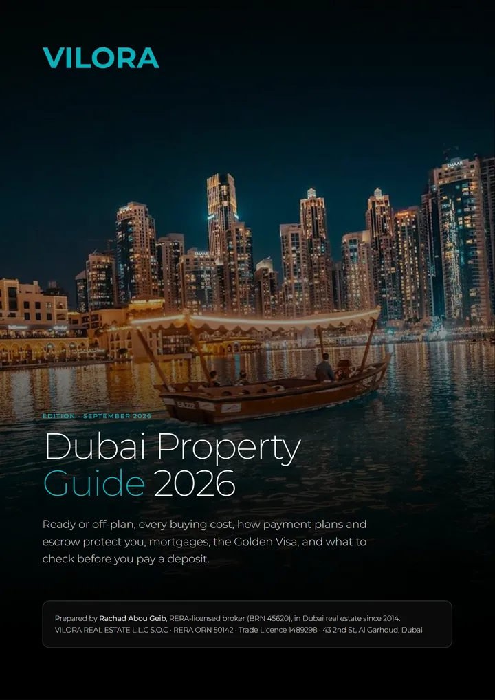 Cover of the Dubai Property Guide 2026 by VILORA